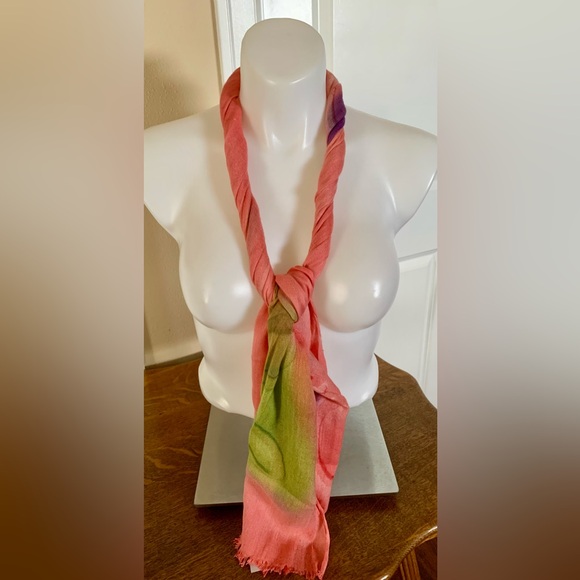 Beautiful & Unique Scarf. Can be worn in so many ways. Spring & Summer Colors. - Picture 3 of 7